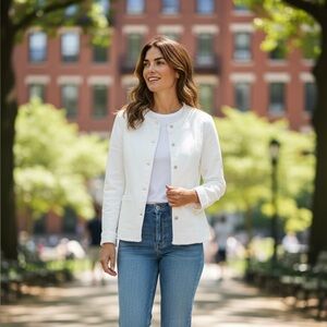 CAbi White Jean Jacket